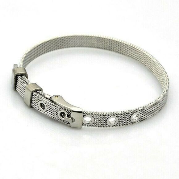 Sleek 304 Grade Surgical Stainless Steel Textured Watch Band Buckle Bracelet - Picture 1 of 3